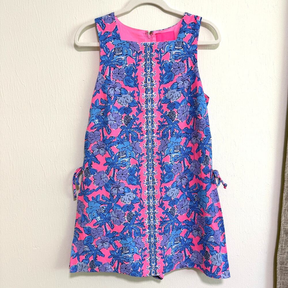 Lilly Pulitzer Donna Square Neck Romper 8 Soleil Pink Palm Paradise Resort Beach